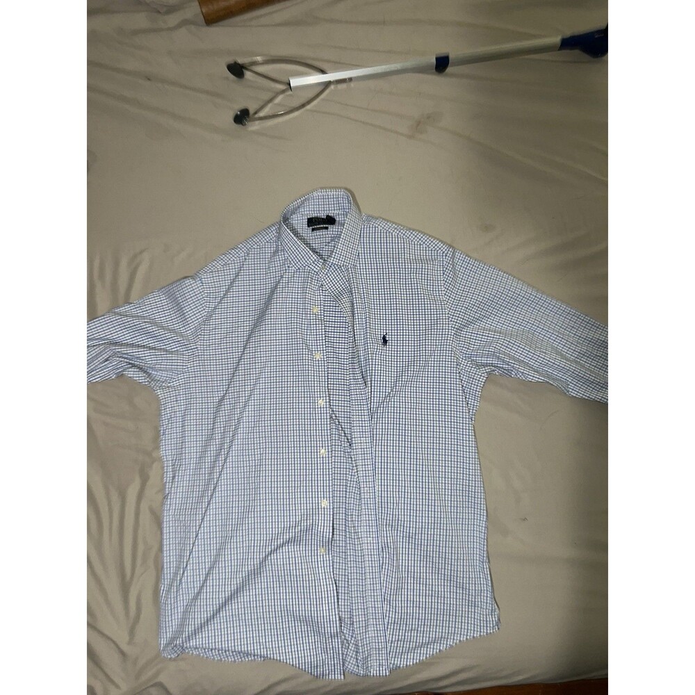 Polo Ralph Lauren Men's Performance Shirt XL Long Sleeve, Blue/White Striped
